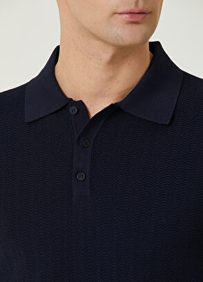 Beymen Club Lacivert Polo Yaka Dalga Jakarlı Kısa Kollu Triko - 6