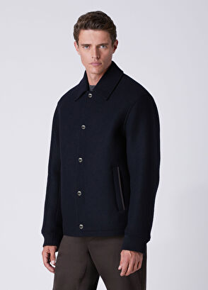 Beymen Club Navy Blue Diagonal Textured Wool Jacket - 5