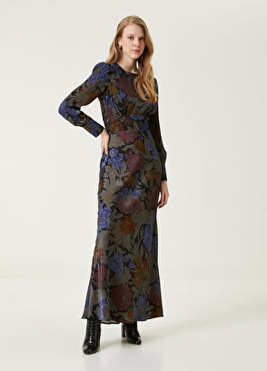 Beymen Club Haki Çiçekli Maksi Elbise - 4