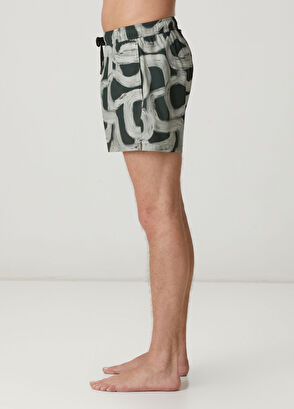 Beymen Club Antrasit Beli Kordonlu Desenli Kısa Mayo - 3