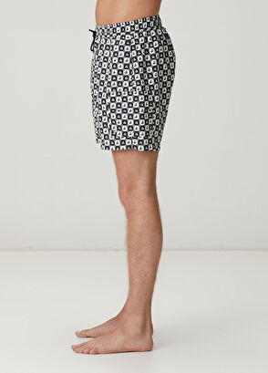 Beymen Club Siyah Beyaz Yelken Dama Desenli Uzun Mayo - 3