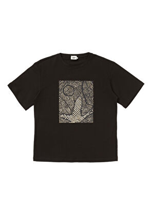 Beymen Club Siyah Bisiklet Yaka Varak Baskılı T-shirt - 6