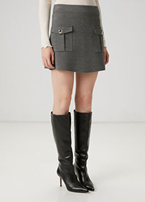 Beymen Club Dark Grey Women's Mini Knit Skirt - 4