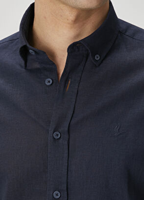 Beymen Club Comfort Fit Lacivert Keten Gömlek - 5