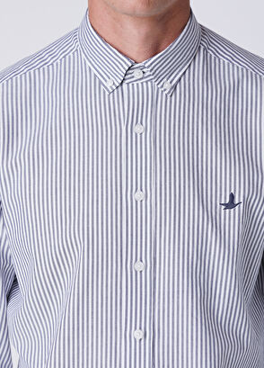 Beymen Club Comfort Fit Lacivert Beyaz Çizgili Oxford Gömlek - 6