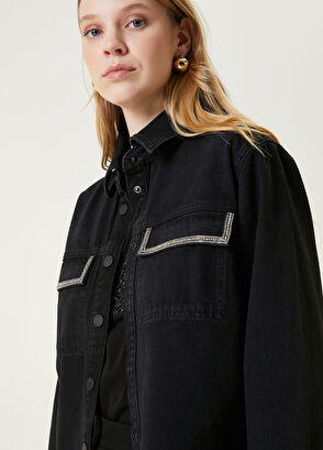 Beymen Club Black Stone Detailed Jean Shirt - 4