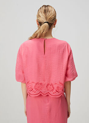 Beymen Club Pembe Nakışlı Balon Kol Bluz - 5