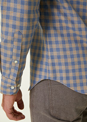 Beymen Club Slim Fit Mavi Küçük Ekose Desenli Gömlek - 6