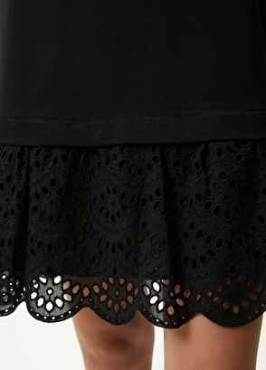 Beymen Club Black Embroidered Crystal Logo Mini Dress - 6