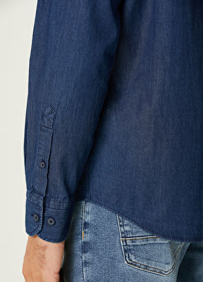 Comfort Fit Dark Blue Denim Shirt Beymen Club Comfort Fit Dark Blue Denim Shirt - 7