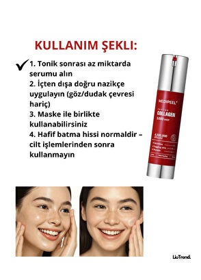 MEDIPEEL Red Lacto Collagen 3000 Shot Sıkılaştırıcı ve Peeling Etkili Konsantre Spiküller Cilt Serumu 50 ml  - 5