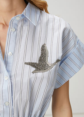 Beymen Club Blue Striped Maxi Shirt Dress - 6