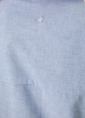 Beymen Club Blue Logo Embroidered Long Linen Shirt - 5