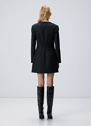 Network Siyah Yün Elbise - 5