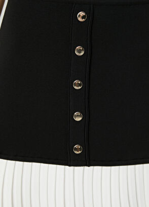 Beymen Club Siyah Pileli Garnili Mini Triko Etek - 7