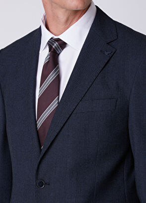 Beymen Club Pied De Poule Navy Blue Wool Suit - 6