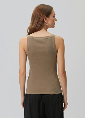 Beymen Club Dark Beige Ribbed Tank Top - 4