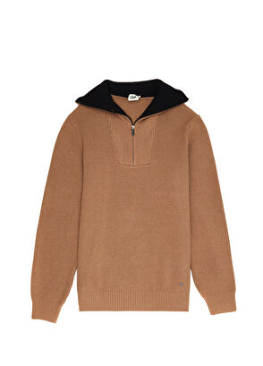 Beymen Club Camel Collar Zippered Sweater - 9