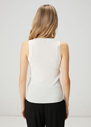Beymen Club Off-White Flush Basic Knit Tank Top - 5