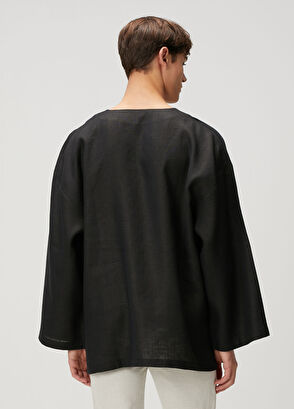Sertaç Tasdelen Black Long Sleeve Linen T-Shirt - 4