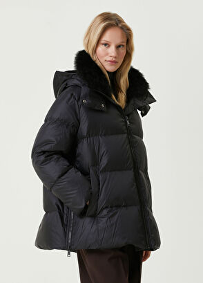 Siyah Kapüşonlu Puff Mont - Görsel 4