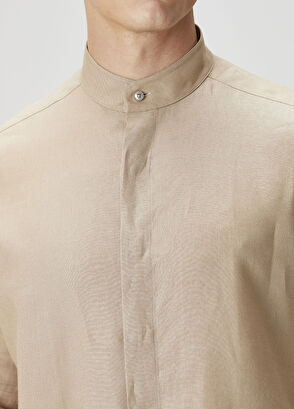 Zegna Bej Keten Gömlek - 5