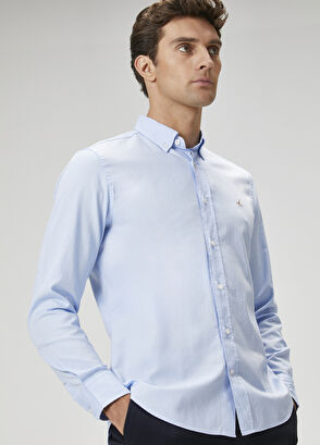 Beymen Club Slim Fit Light Blue Oxford Shirt - 5