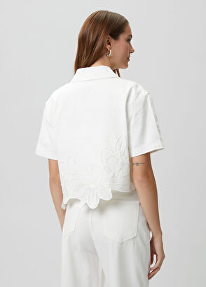 Beymen Club Off-White Bead Embroidery Denim Jacket - 4
