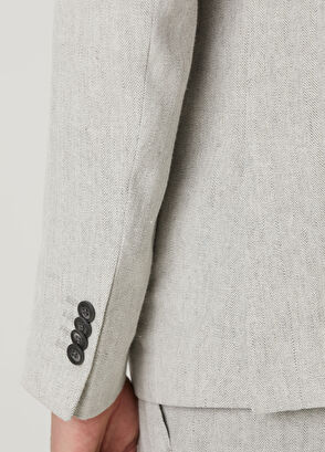 Beymen Club Grey Herringbone Textured Linen Blend Suit - 9