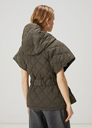 Beymen Club Khaki Hooded Quilted Vest - 5
