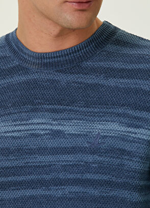 Beymen Club Mavi İri Örgü Dokulu Kısa Kollu Kazak - 5