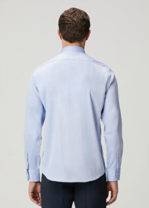 Beymen Club Comfort Fit Koyu Mavi Armürlü Non-iron Gömlek - 6