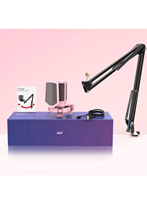 Fifine Ampligame A6TP Rgb Usb Pembe Mikrofon Seti - 6