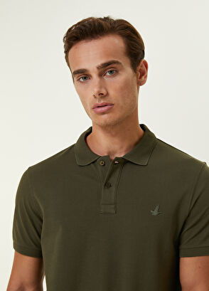 Beymen Club Khaki Polo Neck Honeycomb Textured Logo T-shirt - 7