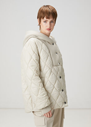 Beymen Club Bej Kapüşonlu Kapitoneli Mont - 4