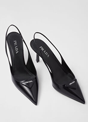 Prada Brushed Leather Slingback Heels - 4