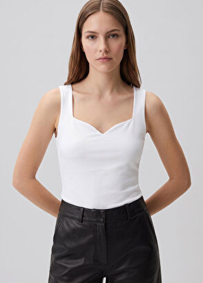 Beymen Club White Sweetheart Tank Top - 3