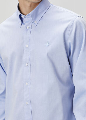 Beymen Club Relax Fit Koyu Mavi Non-iron Oxford Gömlek - 7