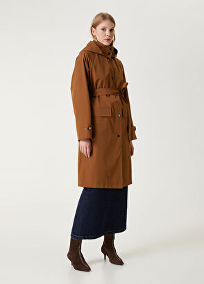 Beymen Club Kahverengi Kapüşonlu Pardösü - 4