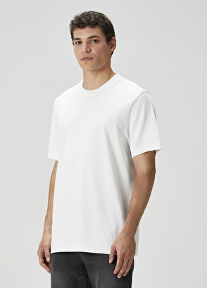 Beymen Club Relax Fit Beyaz Logo Nakışlı T-shirt - 4