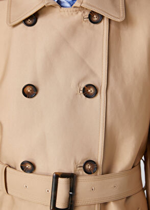 Beymen Club Beige Short Double-Breasted Trench Coat - 6
