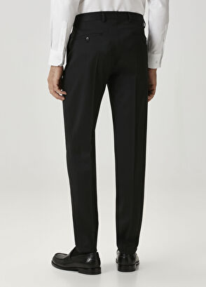 Siyah Pileli Yün Pantolon - Görsel 4