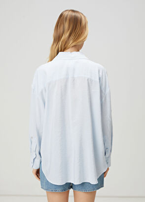 Beymen Club Oversize Blue Embellished Shirt - 5