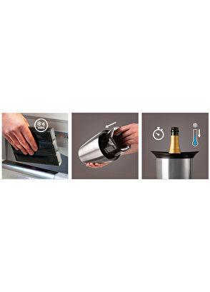 Vacu Vin Aktif Zarif Kutulu Paslanmaz Çelik Şampanya Soğutucu - 3