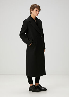 Beymen Club Black Double-Breasted Wool Coat - 4