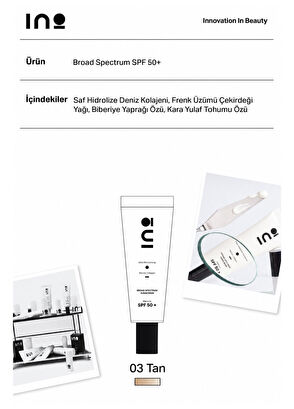 INO Beauty 03 Tan SPF50+ Cilt Tonu Eşitleyici Yüz Güneş Kremi 50 ml - 3