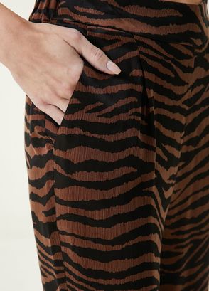 Network Kahverengi Zebra Desenli Pantolon - 5