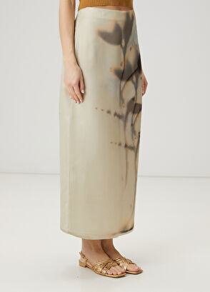 Beymen Club Ekru Çiçekli Maksi Organza Etek - 4