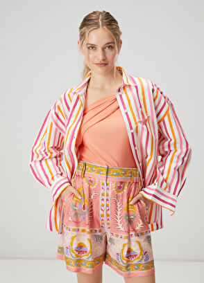 Beymen Club Oversize Multicolor Striped Shirt - 3