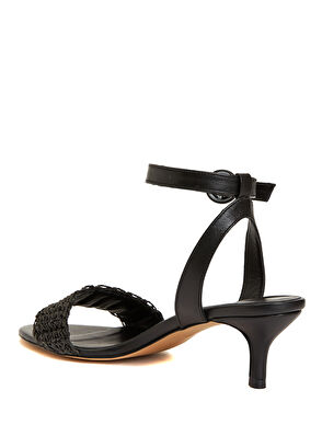 Beymen Club Siyah Örgü Bantlı Kadın Deri Sandalet - 3